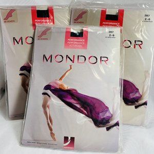 3 Packs MONDOR 397 Dance Tights Child Size 2-6 Footed Black